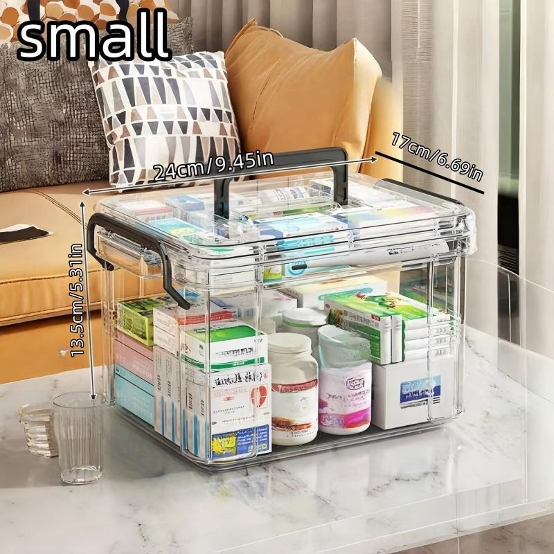 Medicine Storage Box with Handle, Large Capacity Medicine Storage Organizer, Portable Home Health Care Storage Box for Bedroom, Bathroom, Office