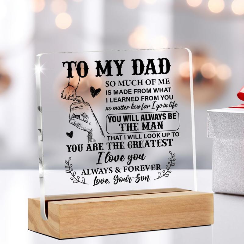 Dad Gifts, Father Gifts for Birthday Christmas Father's Day, to My Dad So Much of Me Clear Acrylic Desk Decorative Sign for Home Decor, 4 x 4 Inches, Desk Decoration for Home Office