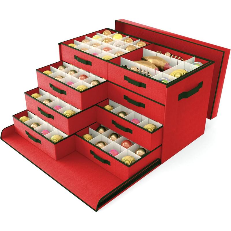 Christmas Ornament Storage Box, Ornament Organizer Storage box with Lids and Adjustable Dividers , Store Up to 128-3