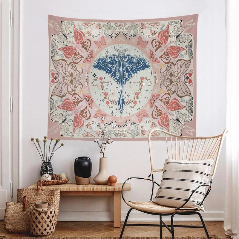 Boho Retro Butterfly Print Tapestry, Bohemian Wall Hanging Blanket for Home Decor, Wall Decor for Home Living Room Bedroom