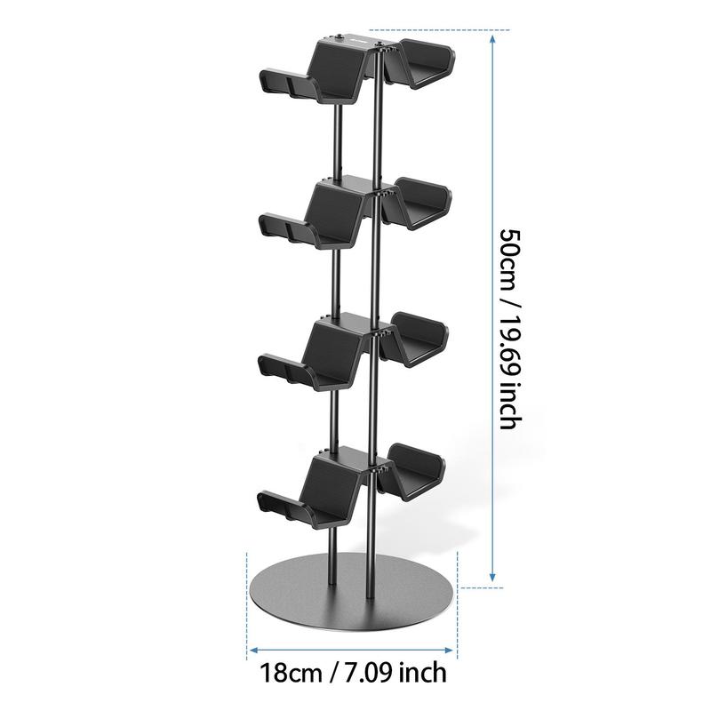 4 Tiers Controller Stand with Cable Organizer, 1 Count Universal Controller Display Stand, Headset Holder & Desk Mounts for 8 Controller