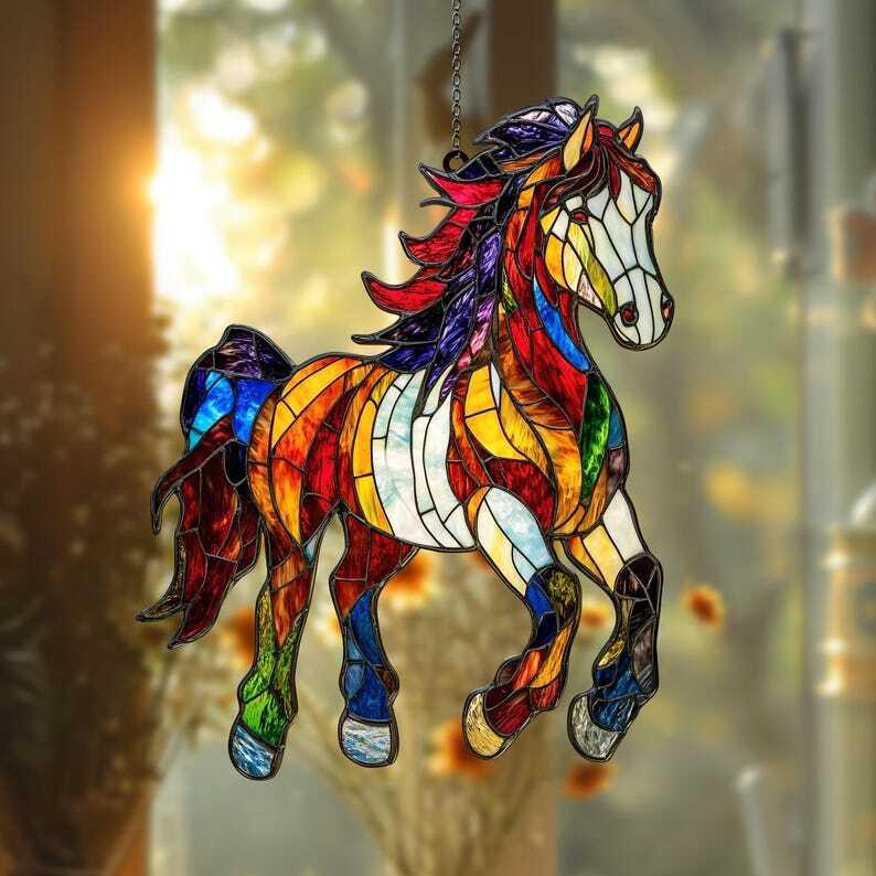 Horse Lover Suncatcher, Acrylic Horse Ornament, Equestrian Window Light Catcher, Perfect Home Decor and Gift for Horse Lovers