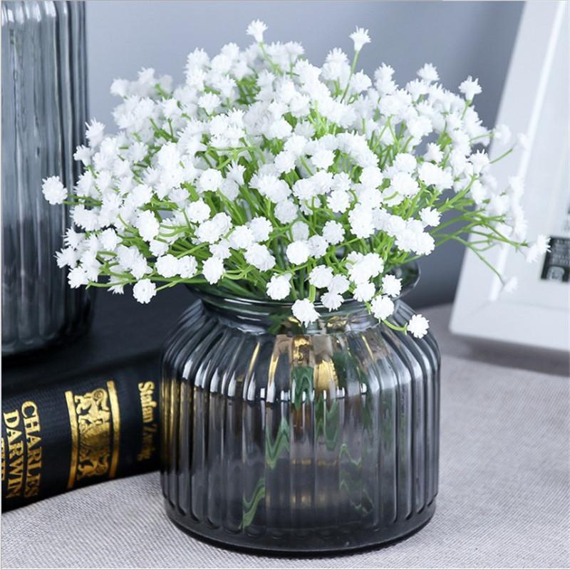 Artificial Gypsophila Bouquet without Vase, 12pcs 4 Bunches Fake Flower, Faux Decorative Flower for Home Office Kitchen Restaurant Centerpieces Wedding Party Room and Home Decor