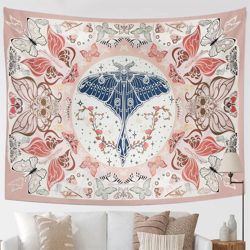 Boho Retro Butterfly Print Tapestry, Bohemian Wall Hanging Blanket for Home Decor, Wall Decor for Home Living Room Bedroom