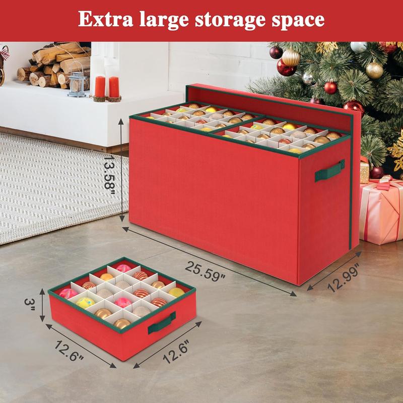 Christmas Ornament Storage Box, Ornament Organizer Storage box with Lids and Adjustable Dividers , Store Up to 128-3