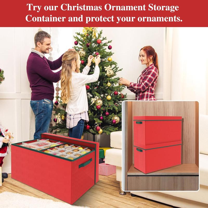 Christmas Ornament Storage Box, Ornament Organizer Storage box with Lids and Adjustable Dividers , Store Up to 128-3