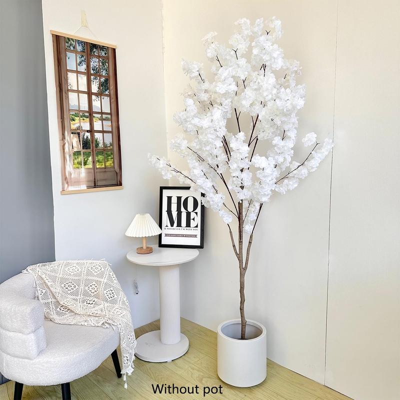 Artificial Cherry Tree Plant without Pot, 1 Count Realistic Faux Plant, Fake Leaves Tree, Indoor Faux Plant for Wedding Home Office Decoration, Decorative Flowers Artificial Trees Indoor Plants