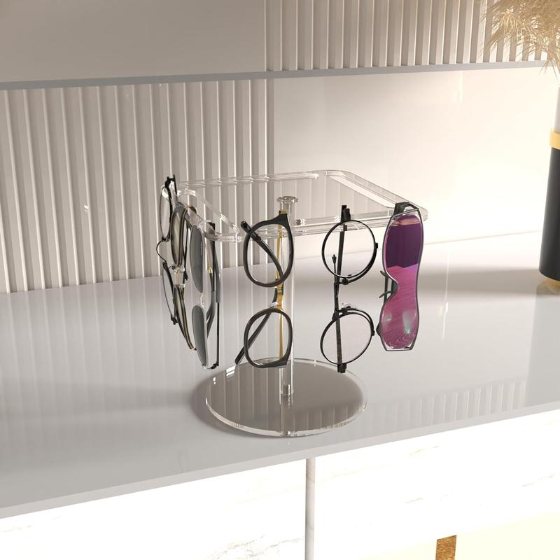 360° Rotating  Sunglasses & Eyeglasses Display Rack - Double-Tier Black Tabletop Organizer for Eyewear