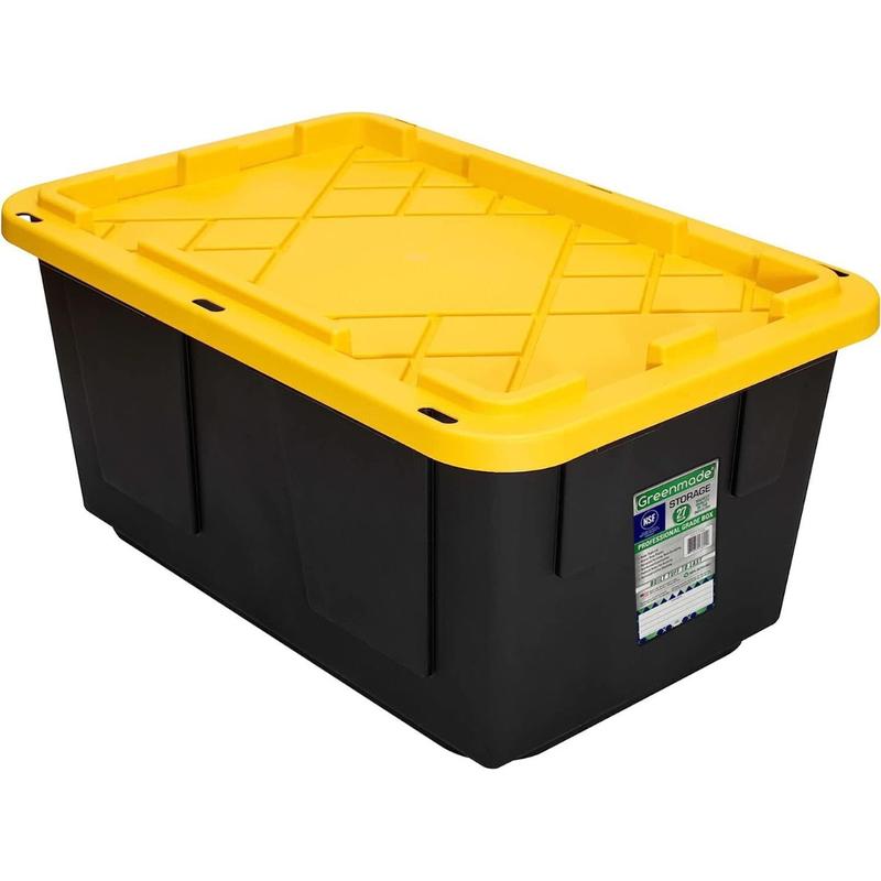 Extreme Duty 27 Gal. Tough Storage Bin in Black 4 pack with Lids Boxes Organiser