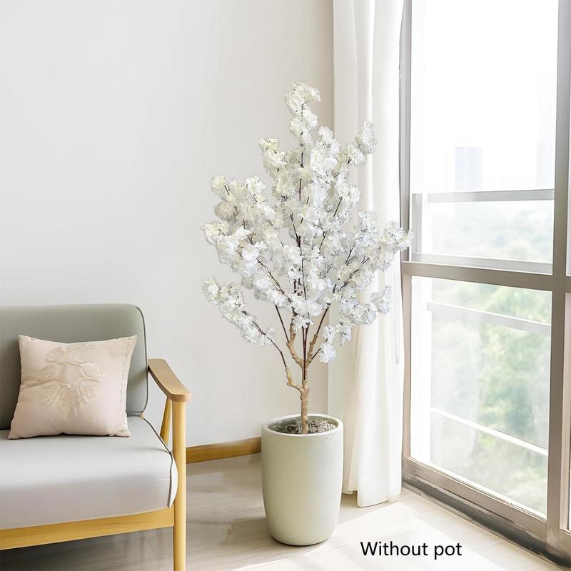 Artificial Cherry Tree Plant without Pot, 1 Count Realistic Faux Plant, Fake Leaves Tree, Indoor Faux Plant for Wedding Home Office Decoration, Decorative Flowers Artificial Trees Indoor Plants