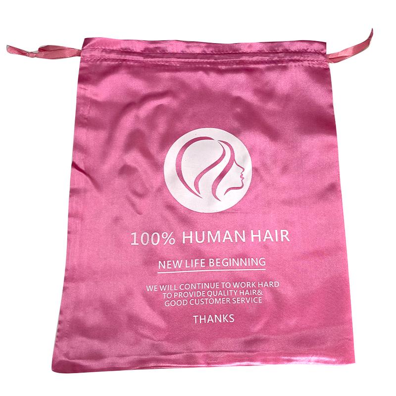 1PCS Pink Color Hair Bags For Bundles Packaging Satin Wig Bags Big Size Satin Silk Hair Packaging Bag With Drawstring Organiser