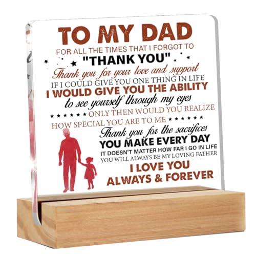 Dad Gifts, Father Gifts for Birthday Christmas Father's Day, to My Dad So Much of Me Clear Acrylic Desk Decorative Sign for Home Decor, 4 x 4 Inches, Desk Decoration for Home Office