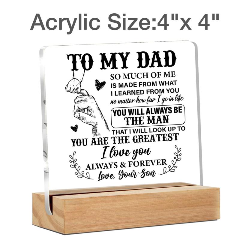 Dad Gifts, Father Gifts for Birthday Christmas Father's Day, to My Dad So Much of Me Clear Acrylic Desk Decorative Sign for Home Decor, 4 x 4 Inches, Desk Decoration for Home Office