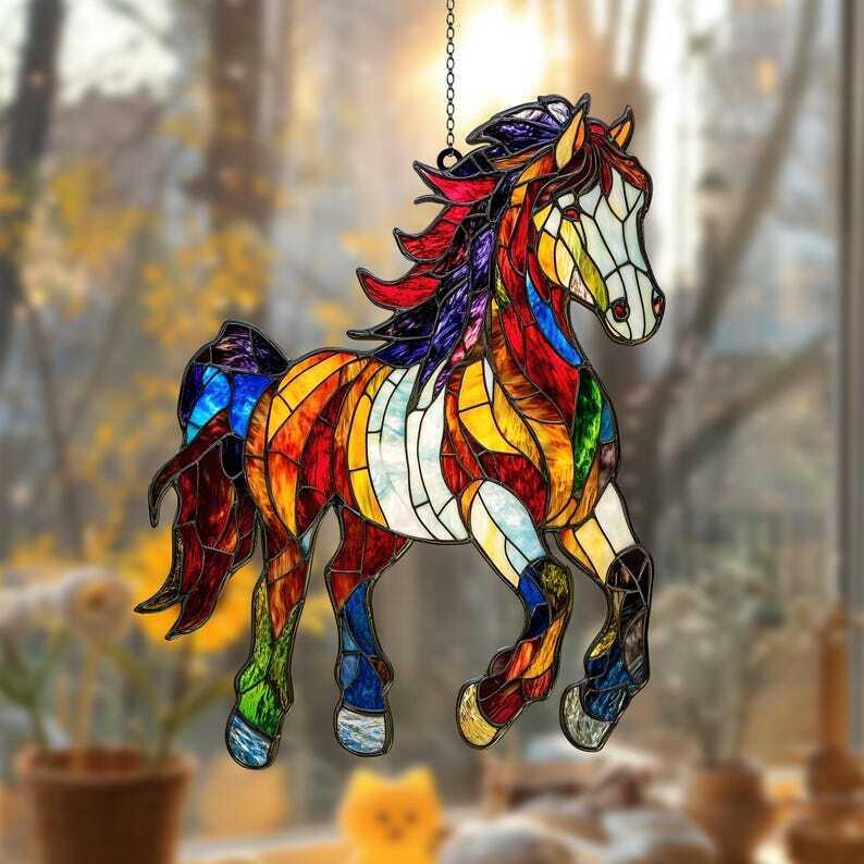 Horse Lover Suncatcher, Acrylic Horse Ornament, Equestrian Window Light Catcher, Perfect Home Decor and Gift for Horse Lovers