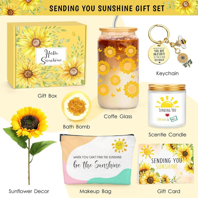 Sunflower Gifts for Women Get Well Soon Gift Baskets for Women Self Care Birthday Gifts for Women Inspirational Gifts Sunshine Box Care Package for Women Set Mama