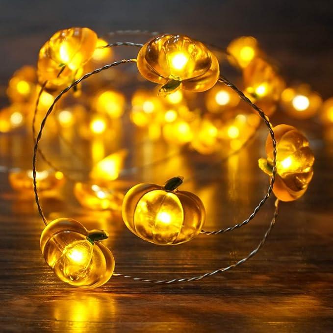 [Christmas Gift] 3D Jack O' Lanterns 10ft 30 LED Pumpkin Light String Battery Powered Orange Lights for Halloween Party Indoor Outdoor Fall Outdoor Harvest Thanksgiving Decoration