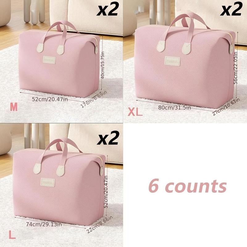 Storage Bag, 6 Counts set Fashionable Clothes Storage Bag with Handle, Clothes Storage Organizer, Home Organizer for Bedroom, Living Room