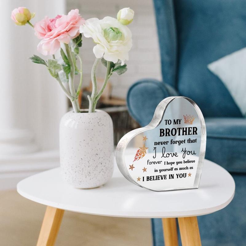 Gifts for Brother, Brother Gifts from Sister, Encouraging Acrylic Keepsake 3.9 x 3.9inch, Fathers Day Birthday Gifts for Brother Adult, Best Christmas Gifts for Brother from Sister