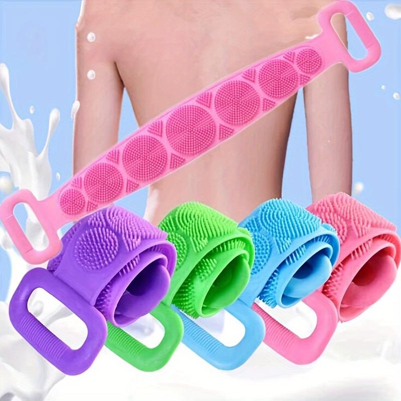 Silicone Back Scrubber Belt – Exfoliating Body Brush for Deep Cleaning, Skin-Friendly Soft Silicone Bristles, Handled Bath Shower Brush, No Electricity Needed, Durable Bath Accessory