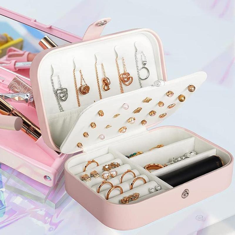 Elegant PU Jewellery Storage Box With Compartments, Double Layer Portable Travel Jewelry Storage Case, Summer Essentials, Jewelry Organizer