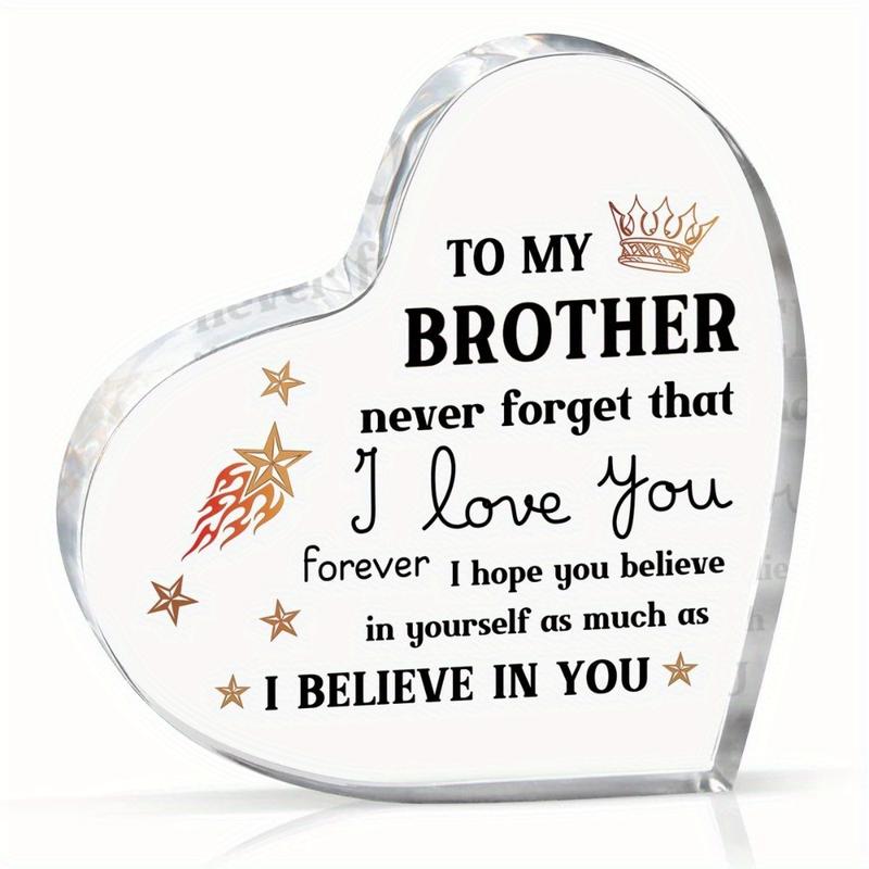 Gifts for Brother, Brother Gifts from Sister, Encouraging Acrylic Keepsake 3.9 x 3.9inch, Fathers Day Birthday Gifts for Brother Adult, Best Christmas Gifts for Brother from Sister