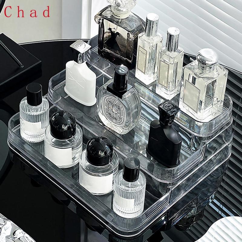 Chad0 Transparent 3-layer Makeup Organizer, Clear Perfume Display Organizer, Multi-layer Cosmetic Organizer, Skincare Organizer, Vanity Dresser Desktop Storage Box for Home, Gifts for Women Girls