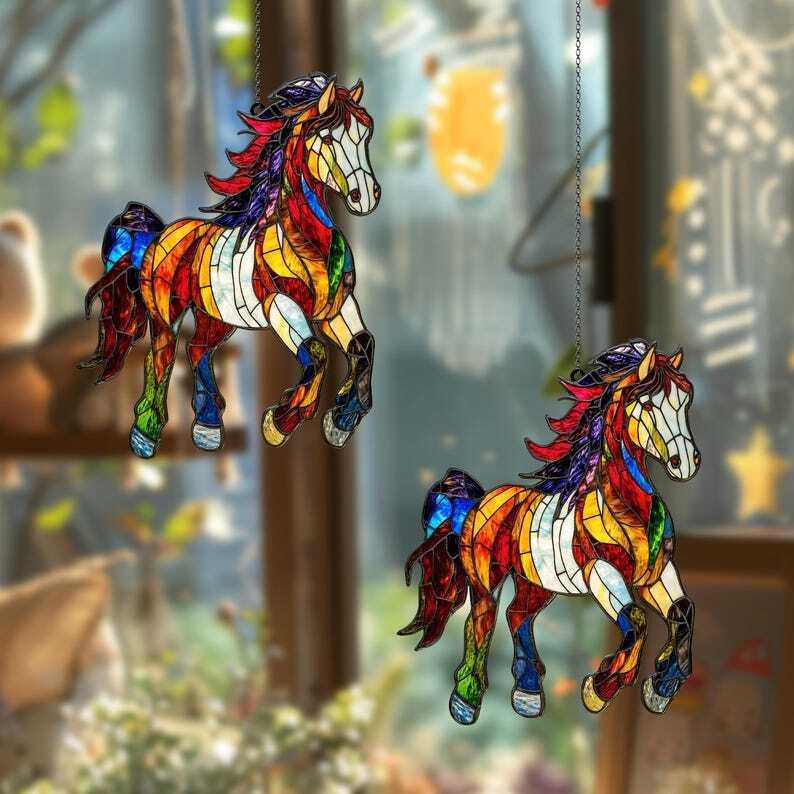 Horse Lover Suncatcher, Acrylic Horse Ornament, Equestrian Window Light Catcher, Perfect Home Decor and Gift for Horse Lovers