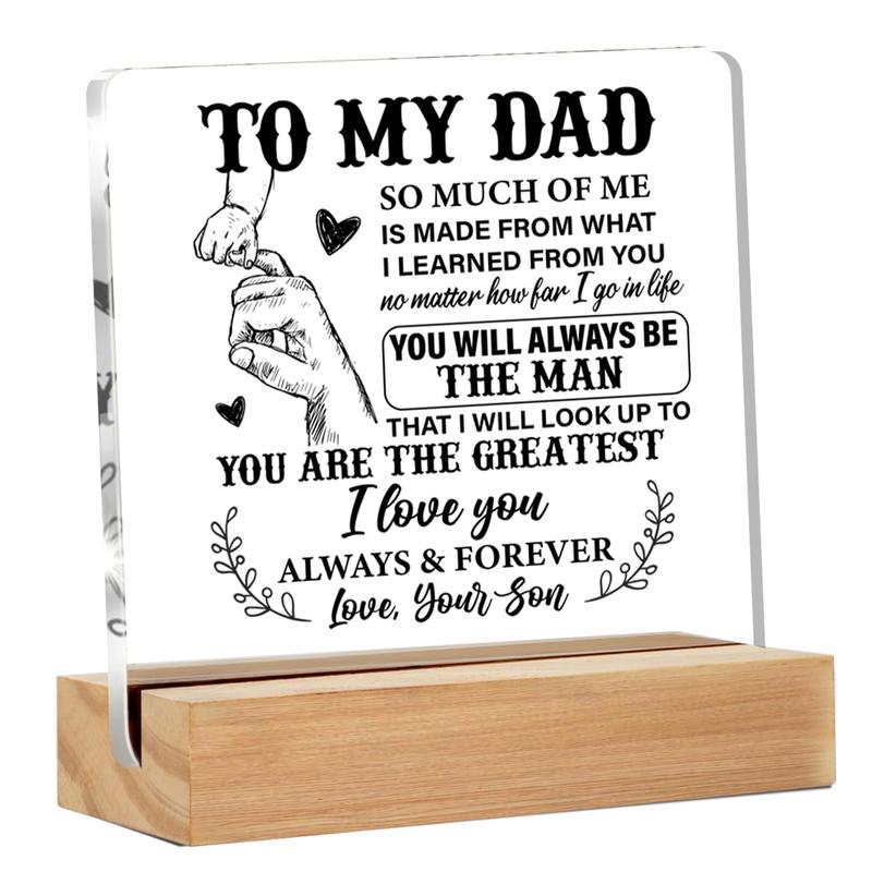 Dad Gifts, Father Gifts for Birthday Christmas Father's Day, to My Dad So Much of Me Clear Acrylic Desk Decorative Sign for Home Decor, 4 x 4 Inches, Desk Decoration for Home Office