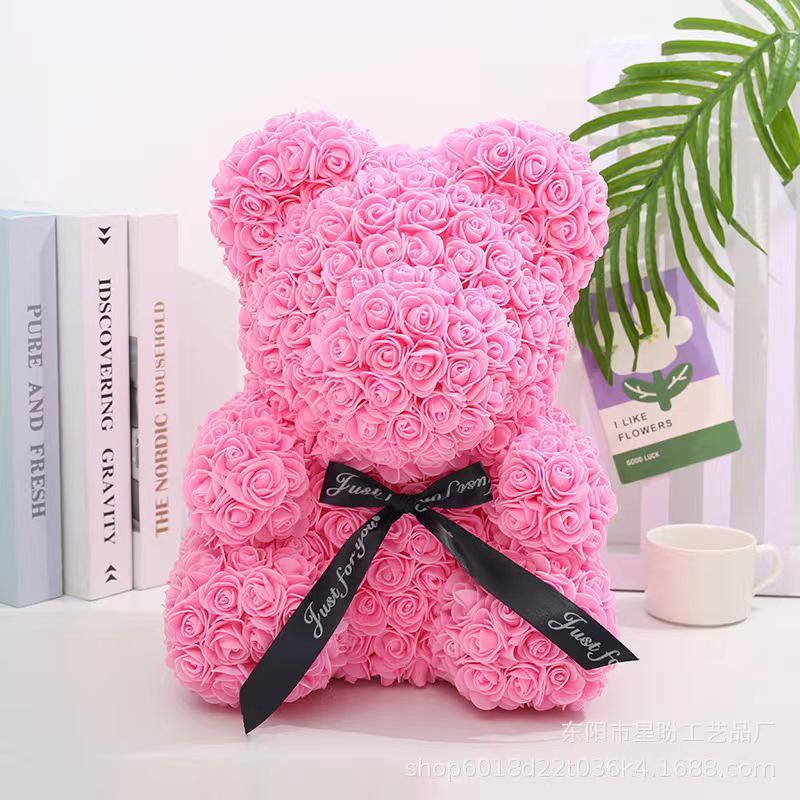 Rose Bear for Room Decor, 1 Count Creative Diy Cute Bear Design Artificial Flower Bouquet, Bedroom Decor, Gift for Wedding, Summer Gift, Boyfriend Gifts, Room Accessories