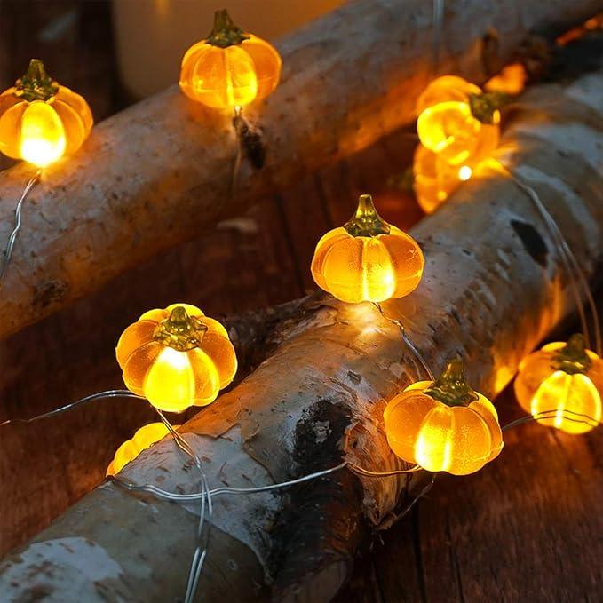 [Christmas Gift] 3D Jack O' Lanterns 10ft 30 LED Pumpkin Light String Battery Powered Orange Lights for Halloween Party Indoor Outdoor Fall Outdoor Harvest Thanksgiving Decoration