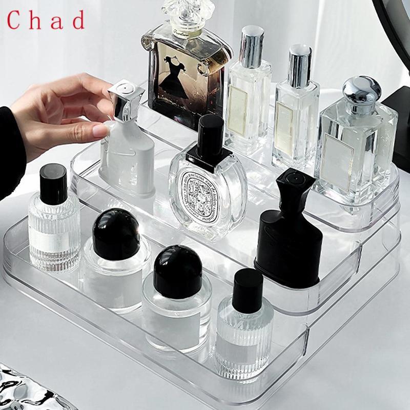 Chad0 Transparent 3-layer Makeup Organizer, Clear Perfume Display Organizer, Multi-layer Cosmetic Organizer, Skincare Organizer, Vanity Dresser Desktop Storage Box for Home, Gifts for Women Girls