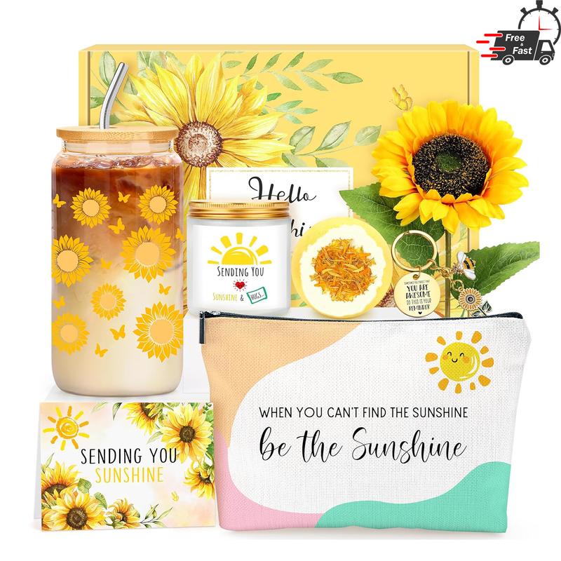 Sunflower Gifts for Women Get Well Soon Gift Baskets for Women Self Care Birthday Gifts for Women Inspirational Gifts Sunshine Box Care Package for Women Set Mama