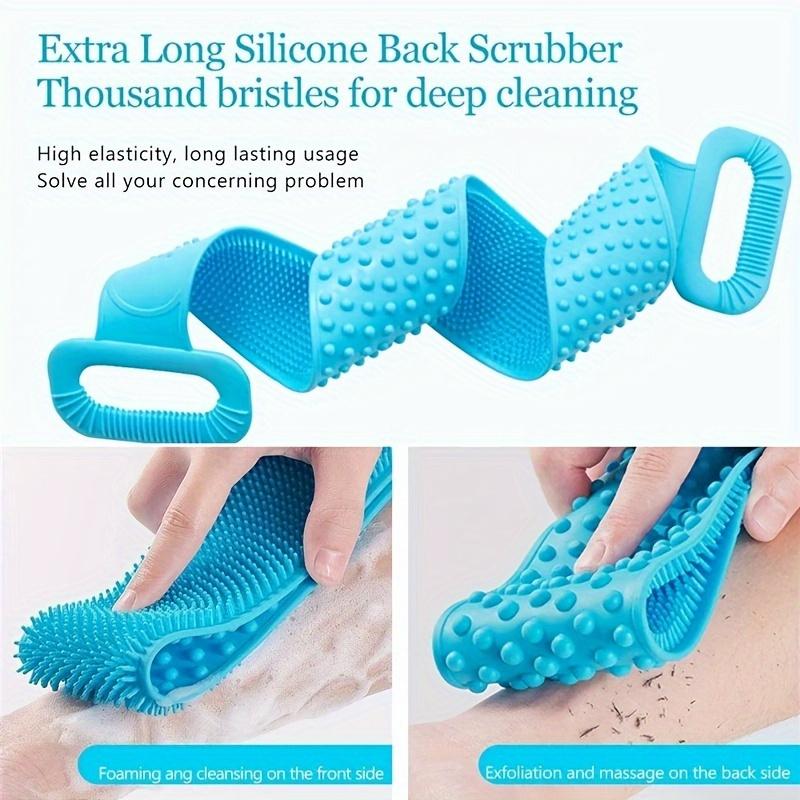 Silicone Back Scrubber Belt – Exfoliating Body Brush for Deep Cleaning, Skin-Friendly Soft Silicone Bristles, Handled Bath Shower Brush, No Electricity Needed, Durable Bath Accessory