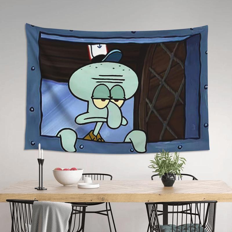 Cartoon Squidward Tapestry wall tapestry poster for college dorm cave bedroom living room office party decoration gift