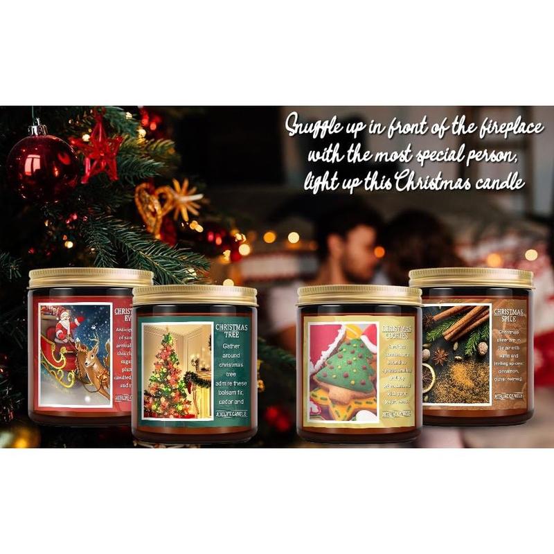 Christmas Candle Set | Scented Candle Gift Set, Christmas Tree Cookies EVE Spice, Christmas Scented Candles for Home - Christmas Candle Gift Set for Women and Men Decor Cozy