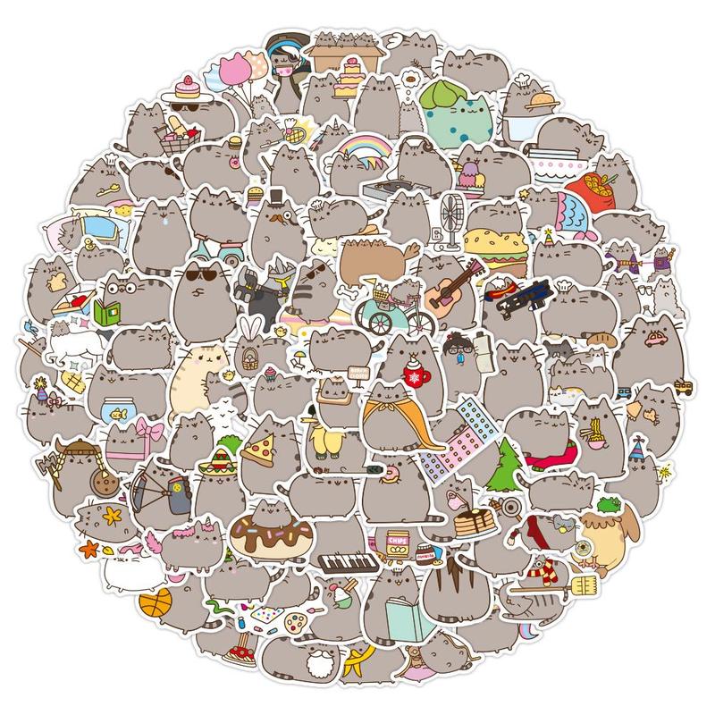 Cute Cartoon Cat Series Stickers, 100 Sheets Set Cartoon Mixed Pattern Decorative Sticker For Party DIY Craft Water Bottles Skateboard Laptop Computer, DIY Creative Toys Stickers