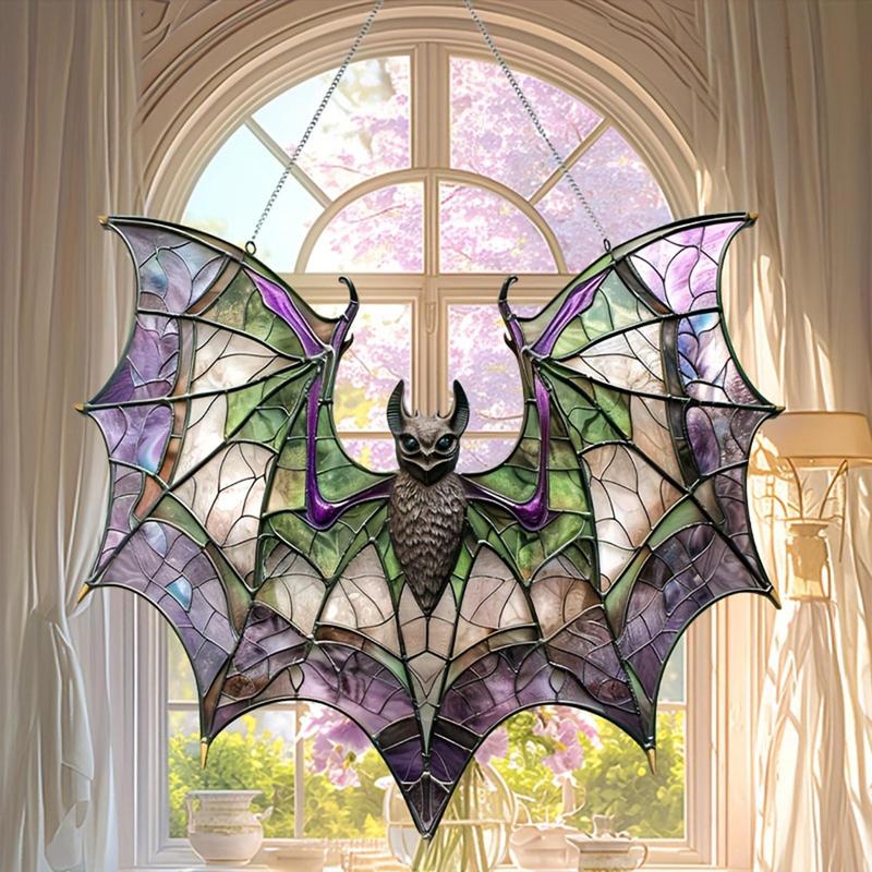 Bat Design Sun Catcher, 1 Count Modern Acrylic Hanging Ornament, Versatile Decor for Home Office Dormitory Window Office