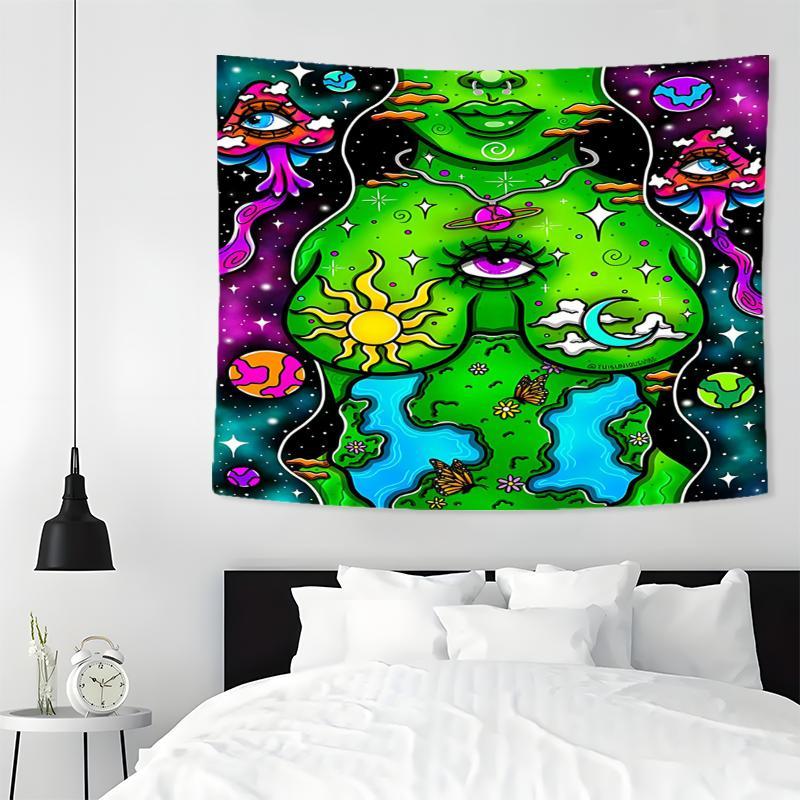 Psychedelic Nature Abstract Pattern Tapestry, Aesthetic Wall Hanging Decor, Polyester Tapestry for Bedroom Home Office Decor