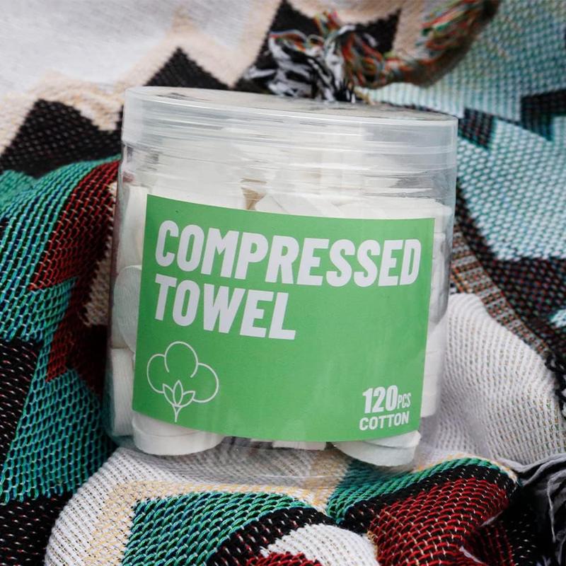 120 Pcs Compressed Towels, Disposable Face Compressed Towel, Mini Compressed Towel, Camping Towel, Portable Compressed Coin Tissue for Travel Home Outdoor Activities