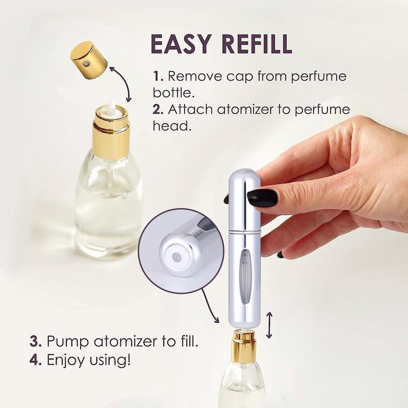 3pcs 5ml Portable Travel Perfume Bottle, Reusable Refillable Press Spray Bottle, Pocket Size Perfume Atomizer, Empty Spray Bottle Mist Spray Bottle