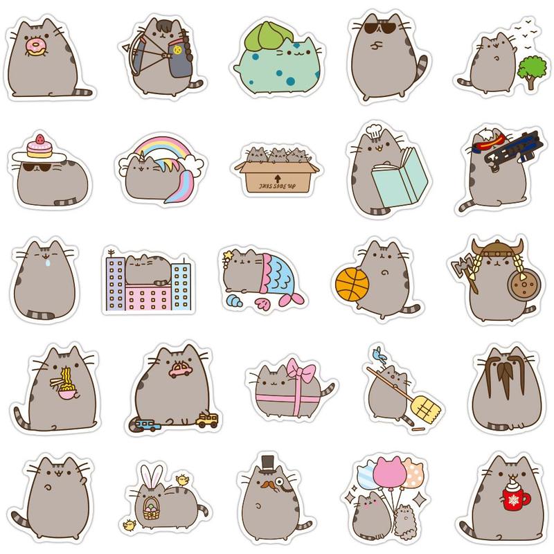 Cute Cartoon Cat Series Stickers, 100 Sheets Set Cartoon Mixed Pattern Decorative Sticker For Party DIY Craft Water Bottles Skateboard Laptop Computer, DIY Creative Toys Stickers