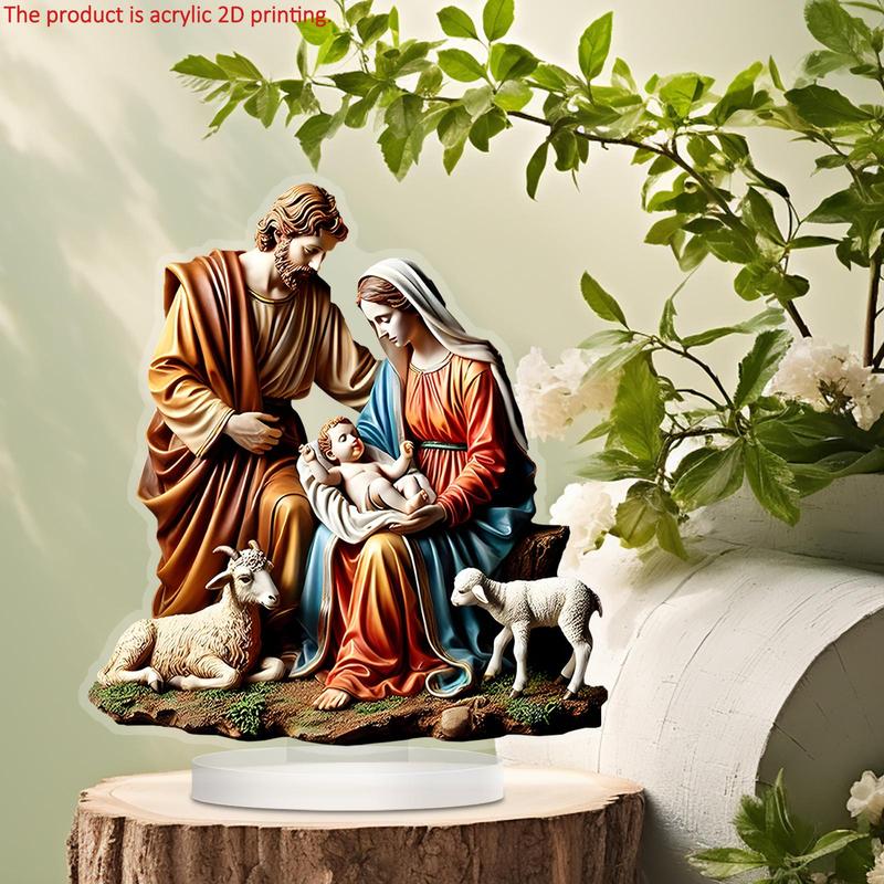 Nativity Scene Design Desktop Ornament, 1 Count Acrylic Desktop Decoration, Multifunctional Desktop Ornament for Home, Office, Bedroom, Cafe