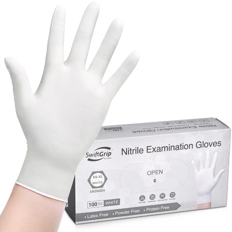 100pc SwiftGrip Disposable Nitrile Exam 3-mil Latex Free Medical Cleaning Food-Safe Gloves