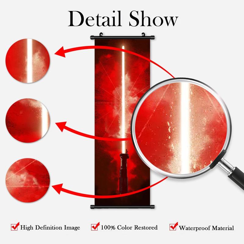 Lightsaber Pattern Hanging Wall Art Poster, 4 Counts set Modern Vertical Scroll Painting Decorating Banner, Fashion Wall Art Decor for Home Living Room Bedroom, Wall Art Painting Room Decor, Christmas 2024 Ornament, Christmas Gift Ideas, Stocking Stuffers