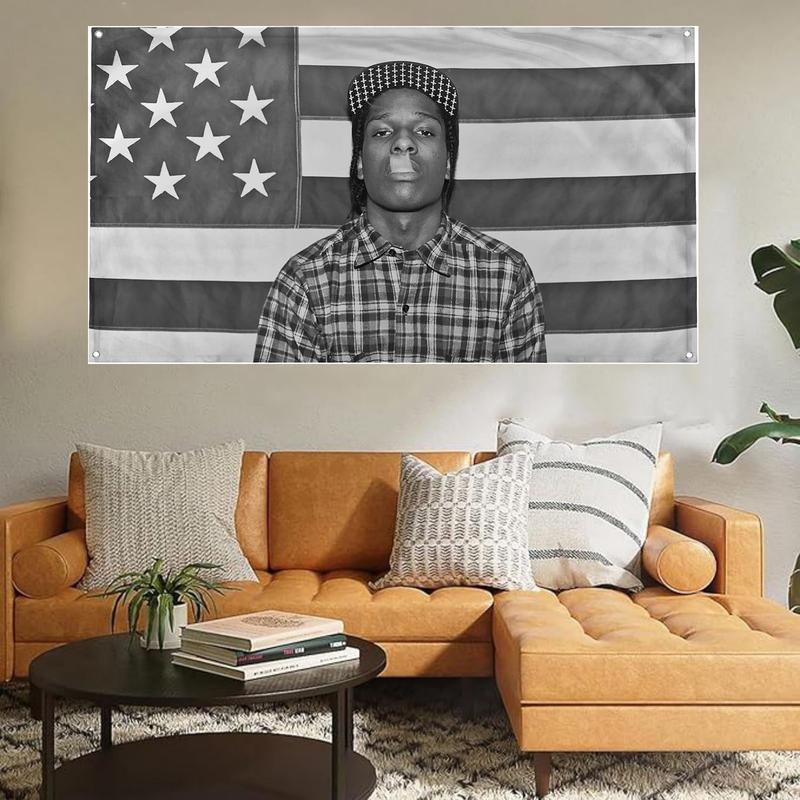 A$AP Mob Rocky American Flag Rap Rapper Tapestry Art Print Wall Hanging for Living Room Bedroom College Dorm Men Cave Decor Banner