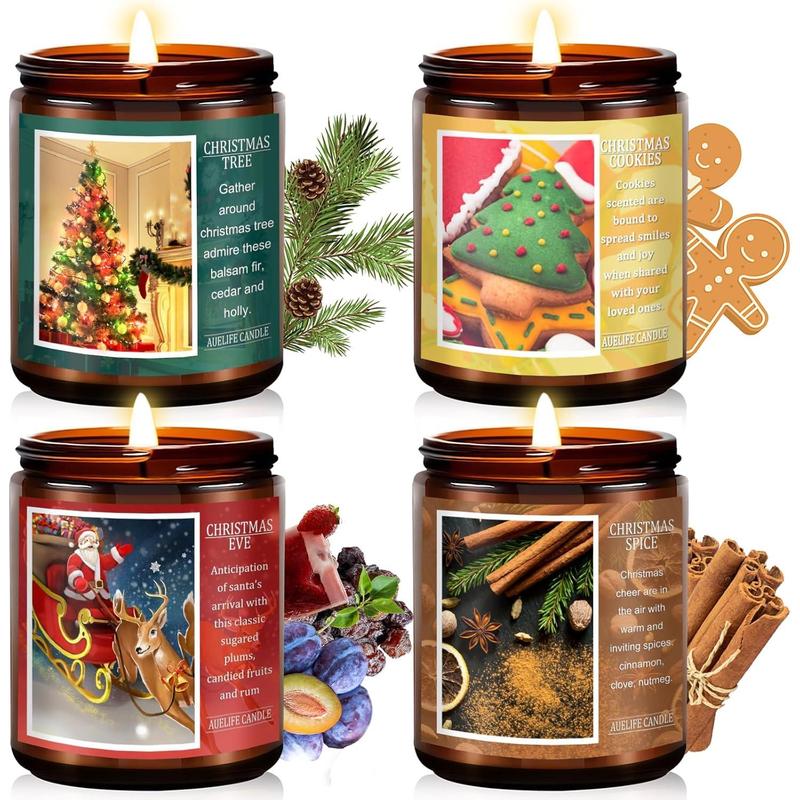 Christmas Candle Set | Scented Candle Gift Set, Christmas Tree Cookies EVE Spice, Christmas Scented Candles for Home - Christmas Candle Gift Set for Women and Men Decor Cozy