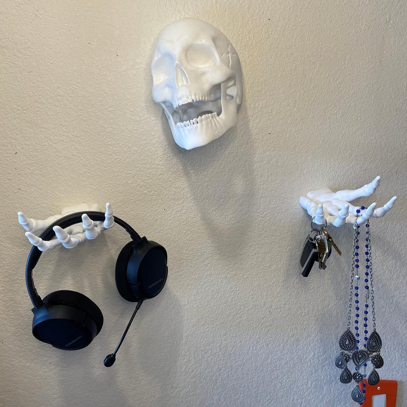 Wall Mounted Skull and Skeleton Hands