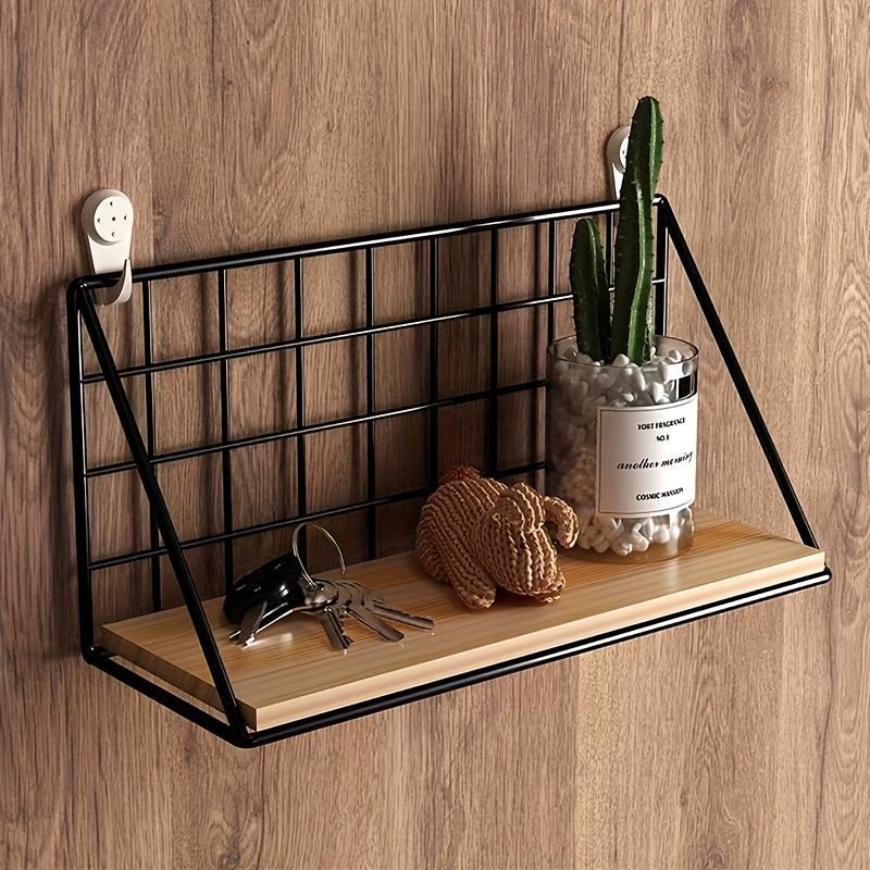 Wall Mounted Storage Rack, Self-adhesive Wall Storage Floating Shelf, Wall Shelf for Bathroom, Kitchen, Living Room & Balcony