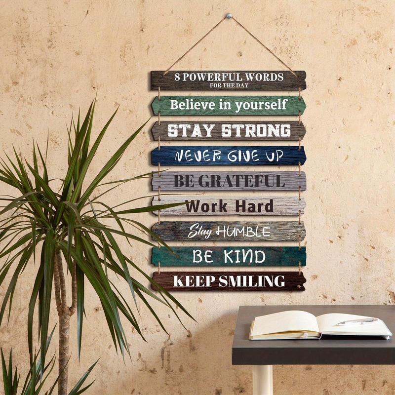 Wooden Motivational Wall Art Sign, 1 Count Inspirational Text Themed Hanging Decoration, Home Ornament for Living Room Bedroom Bathroom Classroom Gym