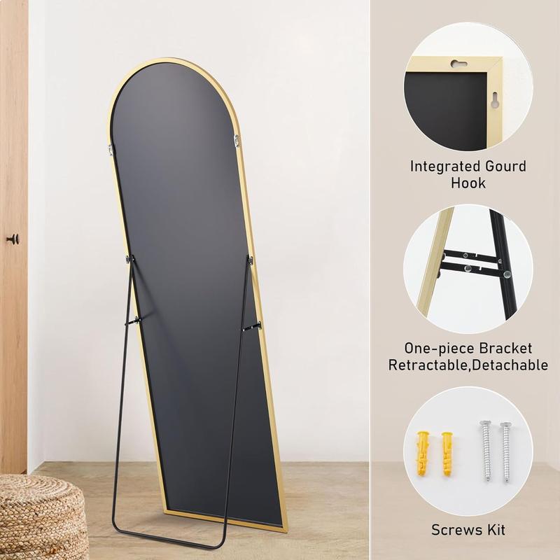 Full Length Mirror Body Floor Standing Mirror Hanging or Leaning Against Wall, Wall Mirrors with Stand Aluminum Alloy Thin Frame for Bedroom Cloakroom